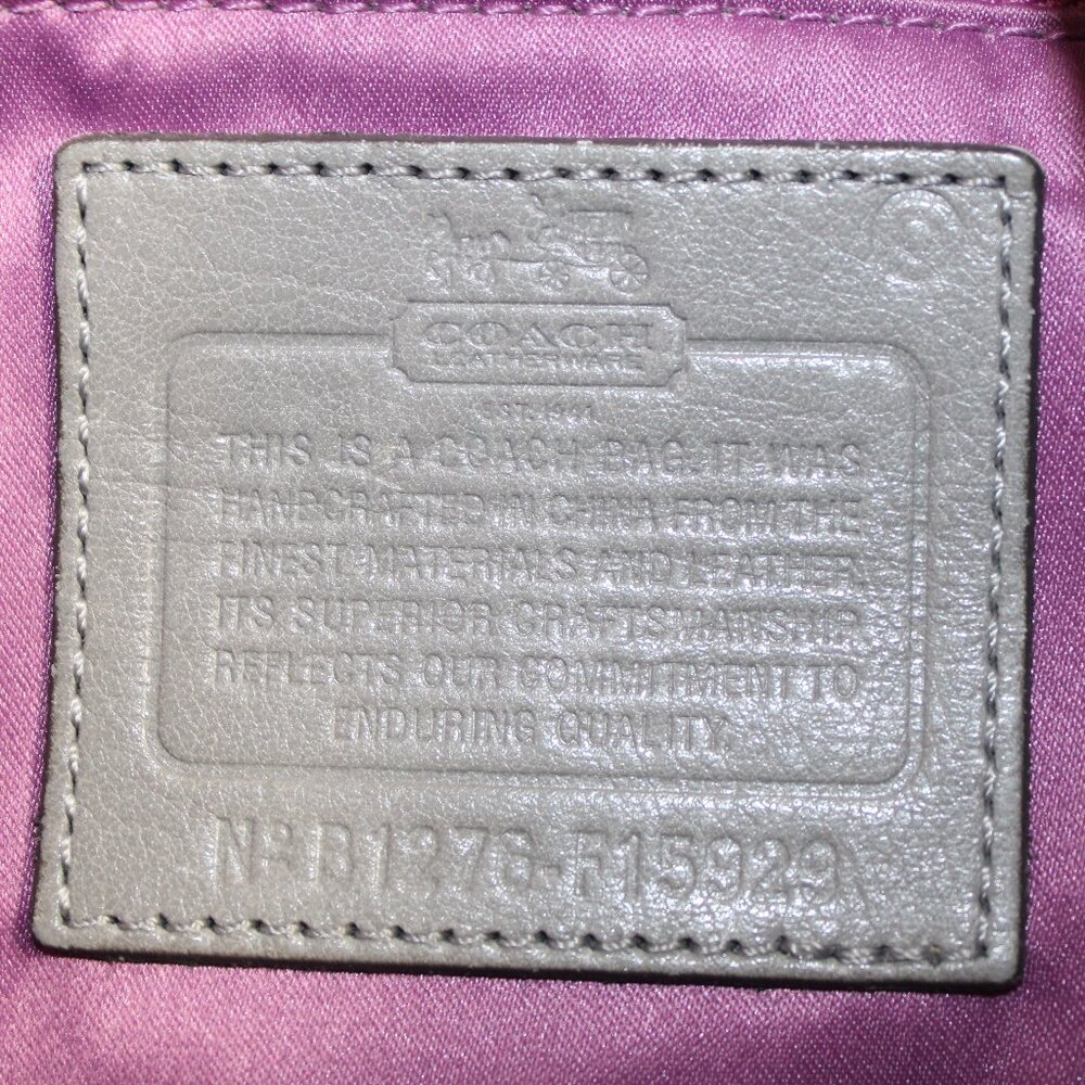 Coach Madison Two Tone Silver Sateen Dotted Opti-Art Hobo Convertible Shoulder - Picture 11 of 12